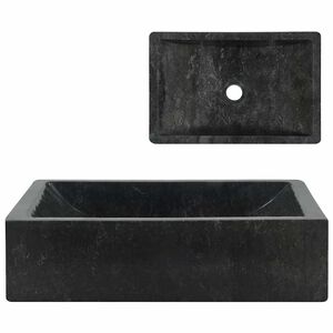 vidaXL Lavabo de m&aacute;rmol negro con brillo 45x30x12 cm
