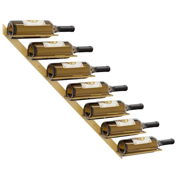 vidaXL Botellero de pared para 7 botellas 2 unidades metal dorado