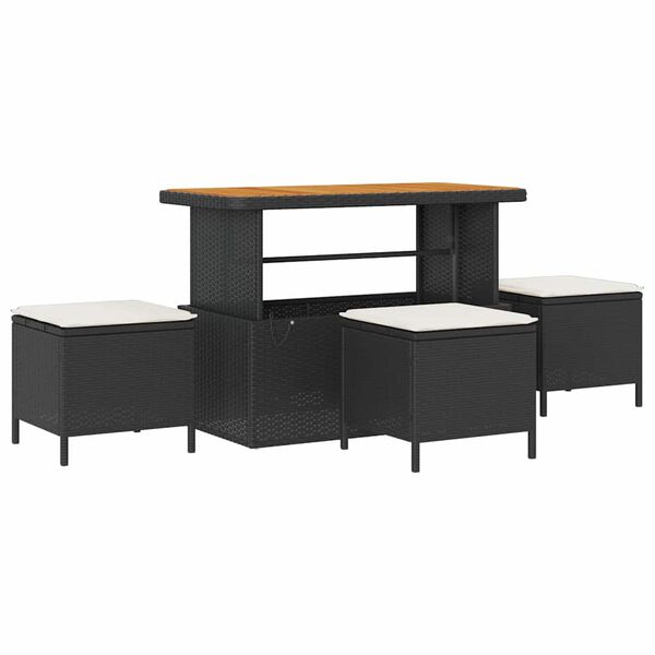 vidaXL Conjunto de sof&aacute; de jard&iacute;n con coj&iacute;n 13 pcs Negro y crema