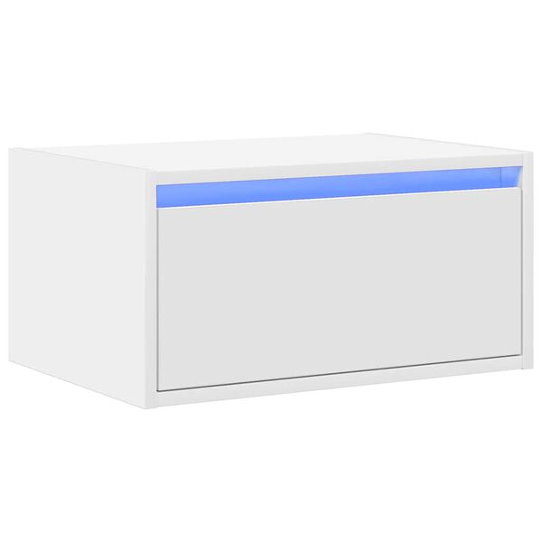 vidaXL Mesita de noche de pared con luces LED blanco