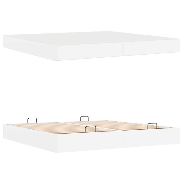 vidaXL Estructura de cama Blanco puro 200 x 200 cm Cuero sintético