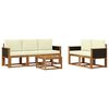 vidaXL Conjunto de sof&aacute;s de exterior 6 uds. Natural y Crema