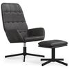 vidaXL Sill&oacute;n de relax con reposapi&eacute;s cuero artificial negro brillante