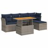 vidaXL Set de muebles de jard&iacute;n 6 pzas y cojines rat&aacute;n sint&eacute;tico gris