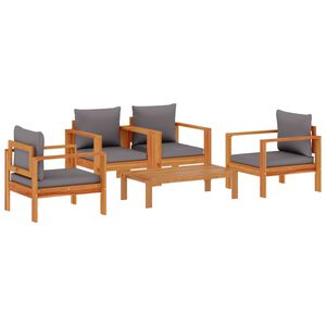 vidaXL Set de sof&aacute;s de jard&iacute;n con cojines 5 pzas madera maciza acacia