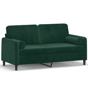 vidaXL Sof&aacute; de 2 plazas con cojines terciopelo verde oscuro 140 cm