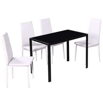 vidaXL Conjunto de mesa de comedor 5 piezas blanco y negro