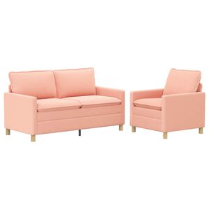 vidaXL Juego de Sof&aacute; 2 uds. Rosa Tela