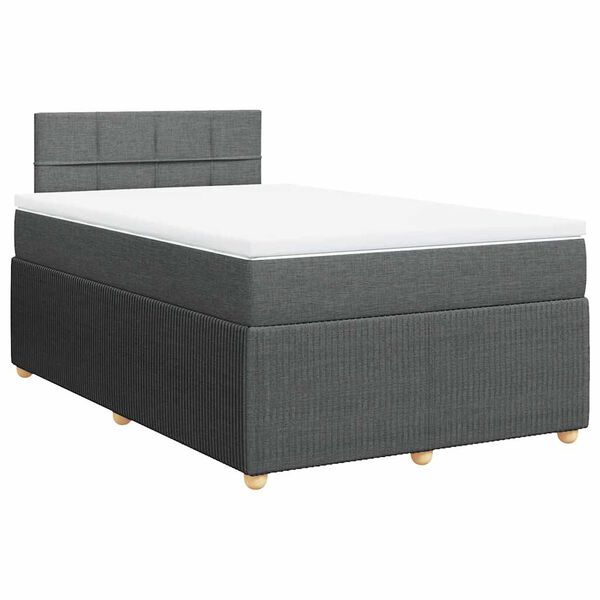 vidaXL Cama box spring con colch&oacute;n tela gris oscuro 120x200 cm