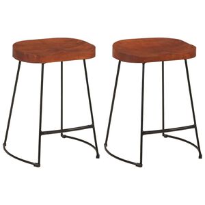 vidaXL Taburetes de bar Gavin 2 uds madera mango maciza 45x38x53 cm