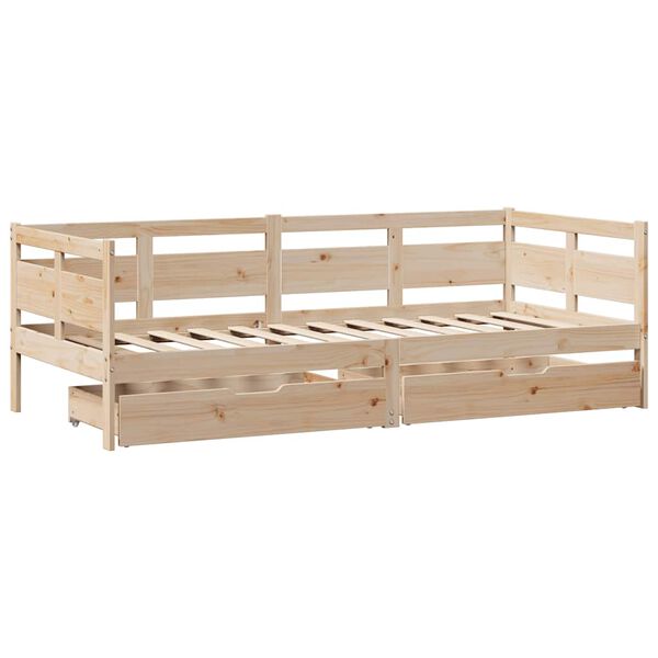 vidaXL Sof&aacute; cama con cajones madera maciza de pino 90x200 cm