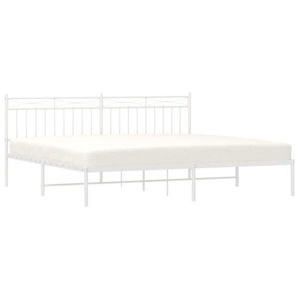 vidaXL Estructura cama sin colch&oacute;n con cabecero metal blanco 200x200cm