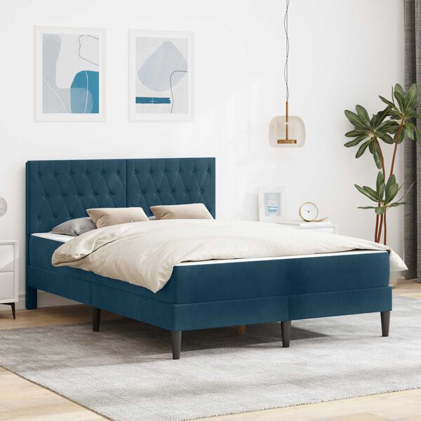 vidaXL Estructura de cama con colch&oacute;n Azul 120 x 190 cm Terciopelo