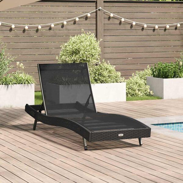 vidaXL Tumbona Negro 70 x 197 x 82 cm Rattan Sintético y Metal