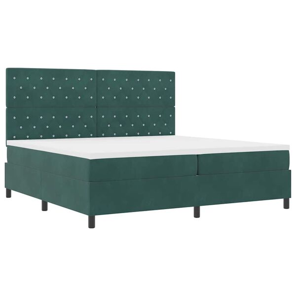 vidaXL Cama Box Spring LED Verde oscuro 200 x 200 cm Terciopelo