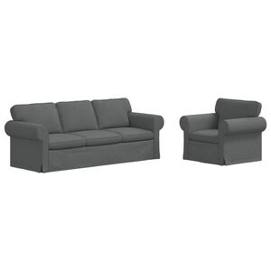 vidaXL Juego de Sof&aacute; 2 uds. Gris oscuro tela