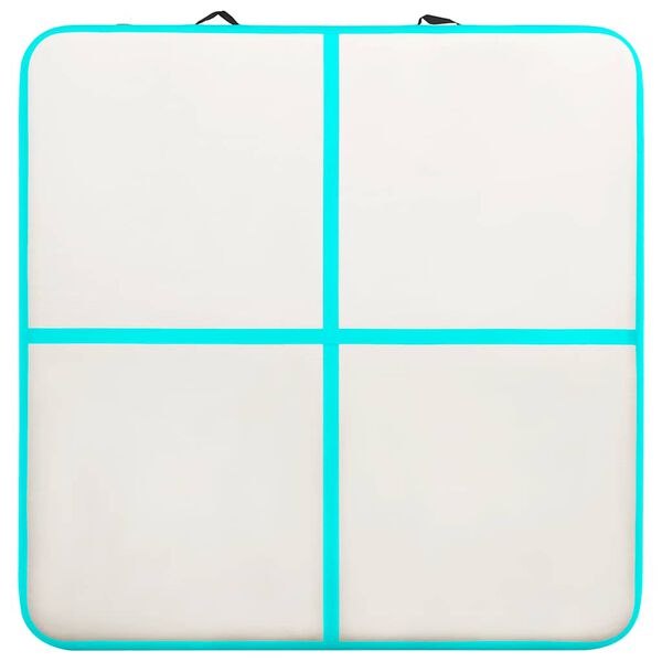 vidaXL Esterilla inflable de gimnasia y bomba PVC verde 200x200x15 cm