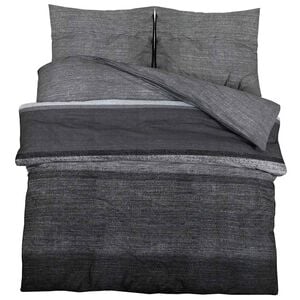vidaXL Juego de funda n&oacute;rdica gris oscuro y negro 140x200 cm algod&oacute;n