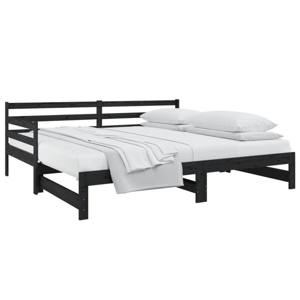 vidaXL Sof&aacute; cama extra&iacute;ble sin colch&oacute;n negro 2x(80x200) cm