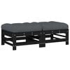 vidaXL Taburetes de jard&iacute;n con cojines 2 uds madera maciza pino negro