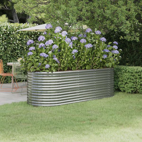 vidaXL Jardinera de acero galvanizado plateado 224x80x68 cm