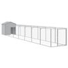 vidaXL Caseta perros tejado acero galvanizado gris claro 117x813x123cm