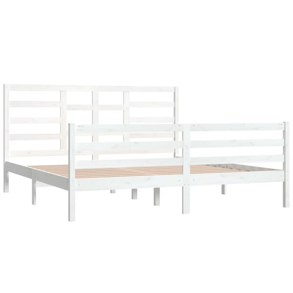 vidaXL Estructura de cama sin colch&oacute;n madera maciza blanco 180x200 cm
