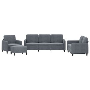 vidaXL Juego de sof&aacute;s 4 piezas terciopelo gris oscuro