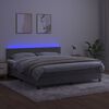 vidaXL Cama box spring colch&oacute;n y LED terciopelo gris claro 160x200 cm