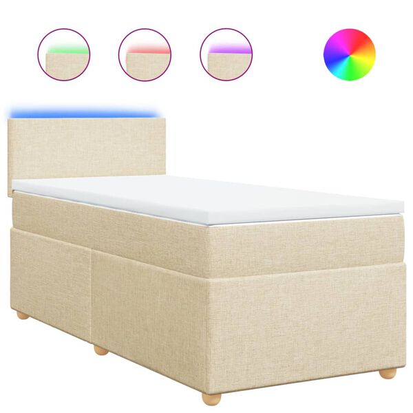 vidaXL Cama box spring con colch&oacute;n tela color crema 90x200 cm