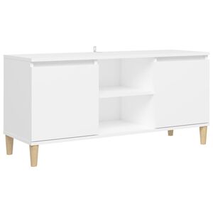 vidaXL Mueble de TV con patas de madera maciza blanco 103,5x35x50 cm