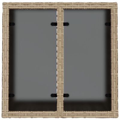 vidaXL Mesa de jardín superficie de vidrio ratán PE beige 55x55x37 cm