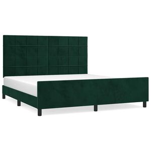 vidaXL Estructura cama sin colch&oacute;n terciopelo verde oscuro 160x200 cm