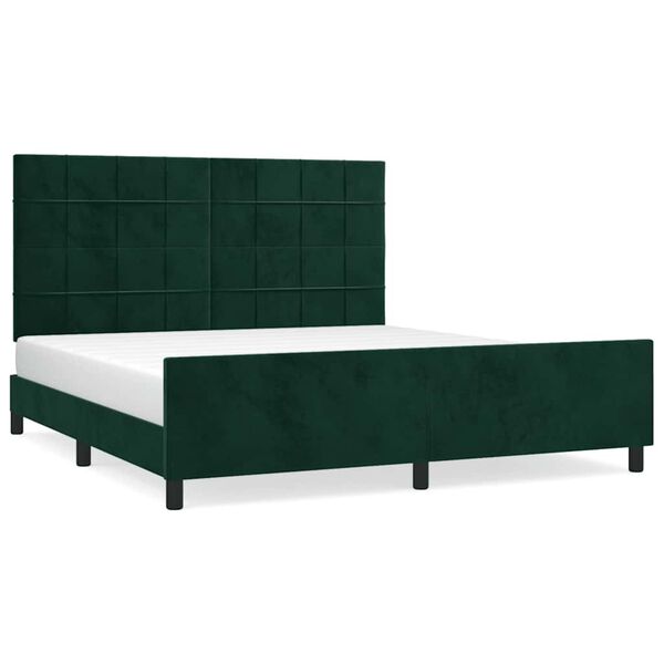 vidaXL Estructura cama sin colch&oacute;n terciopelo verde oscuro 160x200 cm