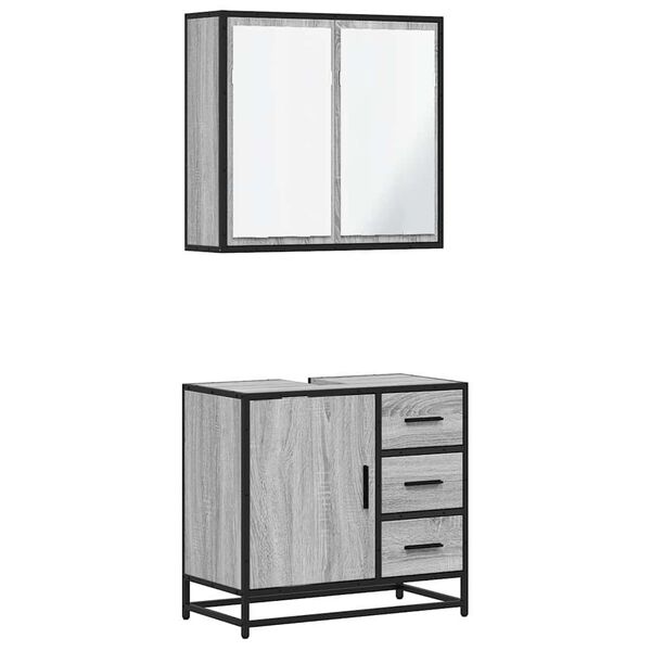 vidaXL Set de muebles de baño 2 pzas madera contrachapada gris sonoma