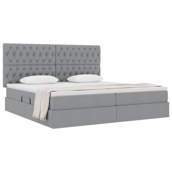 vidaXL Cama con almacenamiento y colch&oacute;n Gris Claro 200 x 200 cm
