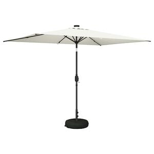vidaXL Parasol de jard&iacute;n con luces LED y base 2 x 3 m Poli&eacute;ster Crema