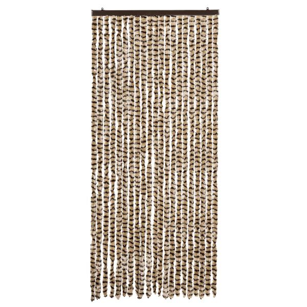vidaXL Cortina antimoscas chenilla beige y marrón 90x200 cm