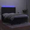 vidaXL Cama box spring colch&oacute;n y LED terciopelo negro 140x190 cm
