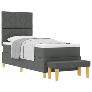vidaXL Cama tipo Box Spring con cabecera Gris oscuro 200 x 80 cm tela