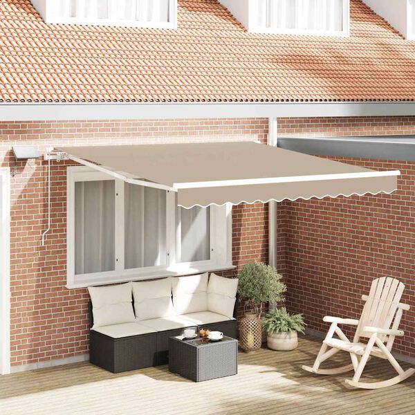 vidaXL Toldo Retr&aacute;ctil Manual Beige 350 x 250 cm Tela y acero