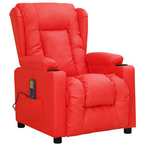 vidaXL Sill&oacute;n de masaje de cuero sint&eacute;tico rojo