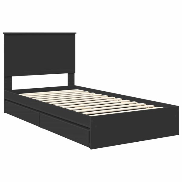 vidaXL Cama con almacenamiento Negro 100 x 200 cm Madera de ingenier&iacute;a