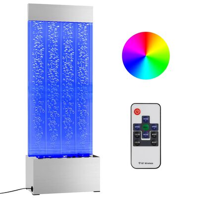 vidaXL Columna burbujas LEDs RGB acero inoxidable acrílico 110 cm