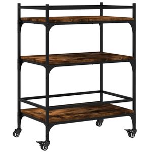 vidaXL Carrito de cocina madera ingenier&iacute;a roble ahumado 65x40x86,5 cm