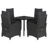vidaXL Set de muebles jard&iacute;n 5 pzas con cojines rat&aacute;n sint&eacute;tico negro