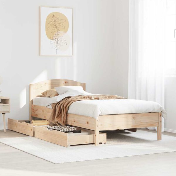 vidaXL Estructura de cama sin colchón madera maciza de pino 100x200 cm