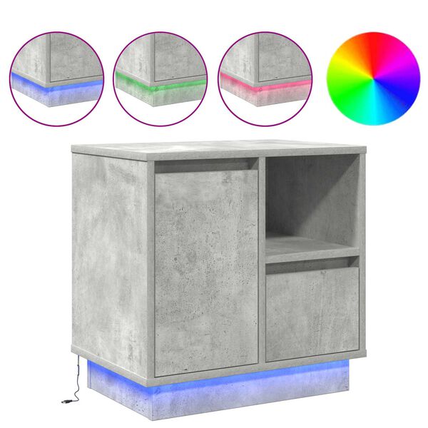 vidaXL Armario de Noche con caj&oacute;n Gris Concreto 50 x 34,5 x 50 cm.