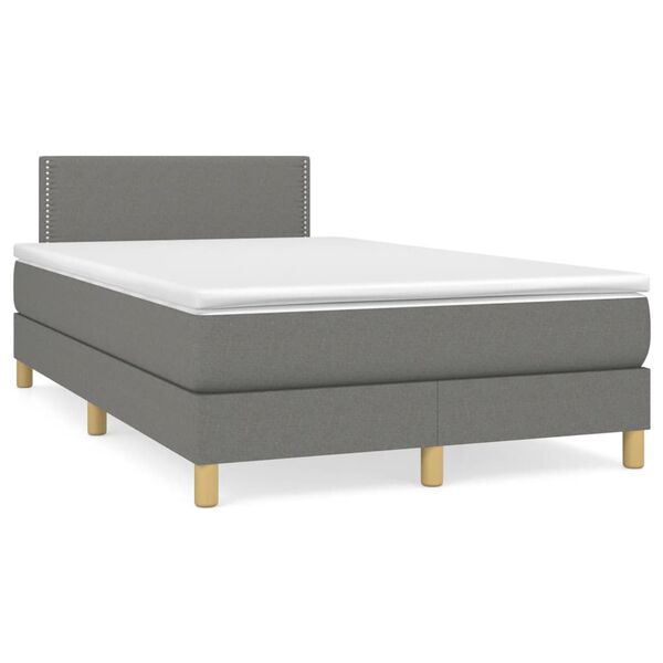 vidaXL Cama box spring con colch&oacute;n tela gris oscuro 120x190 cm