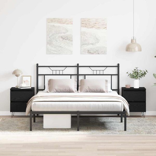 vidaXL Armario de Noche con caj&oacute;n 2 pcs Roble negro 40 x 35 x 50 cm